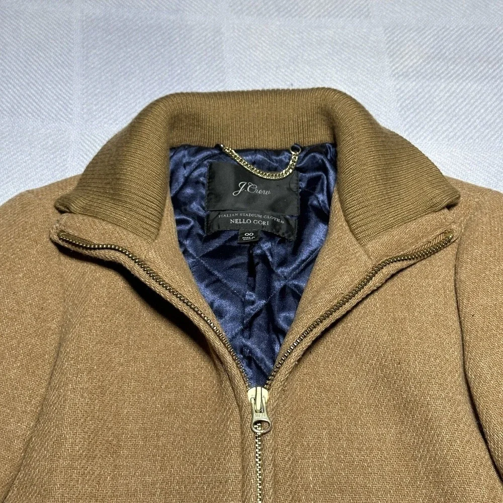 J Crew Brown Wool Lodge Coat Women's Size 00 Italian Stadium Cloth Nello Gori - Picture 2 of 14
